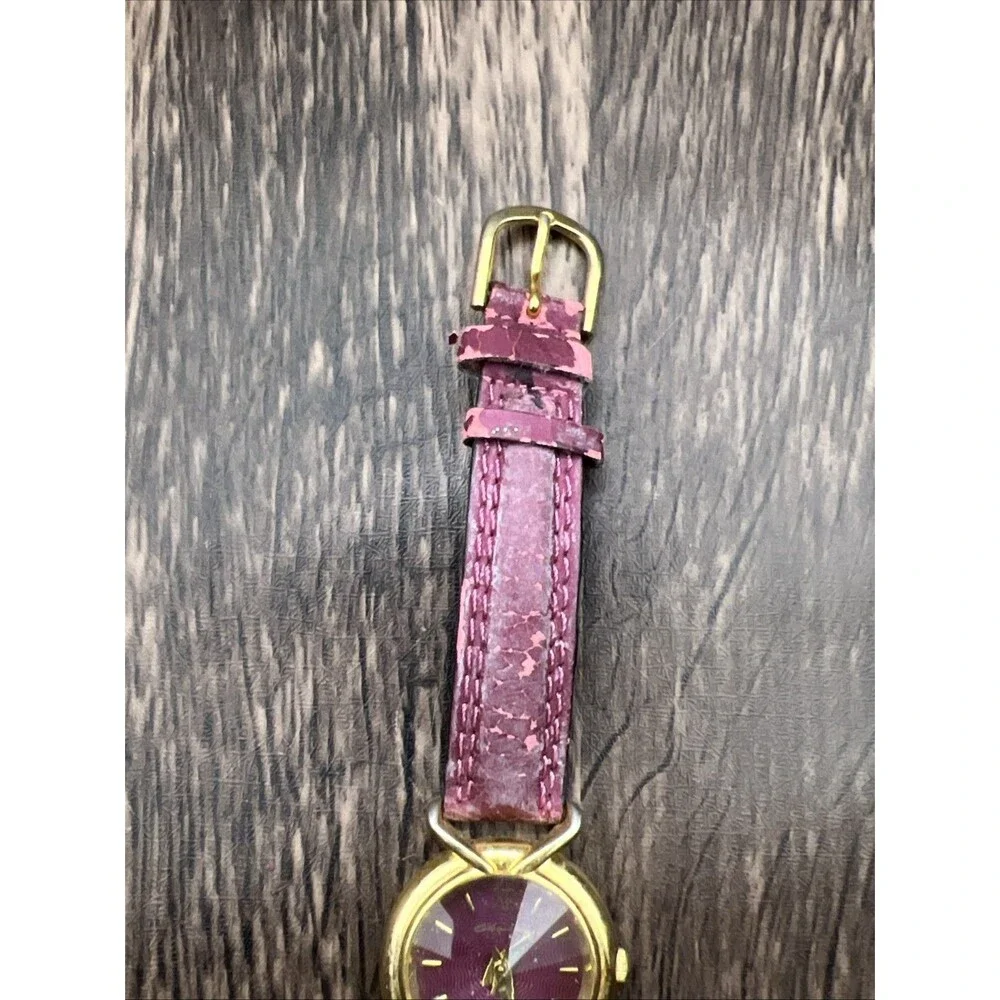 CHANTILLY Women’s Antique Purple Watch With Gold Tone Case Working Needs a Band